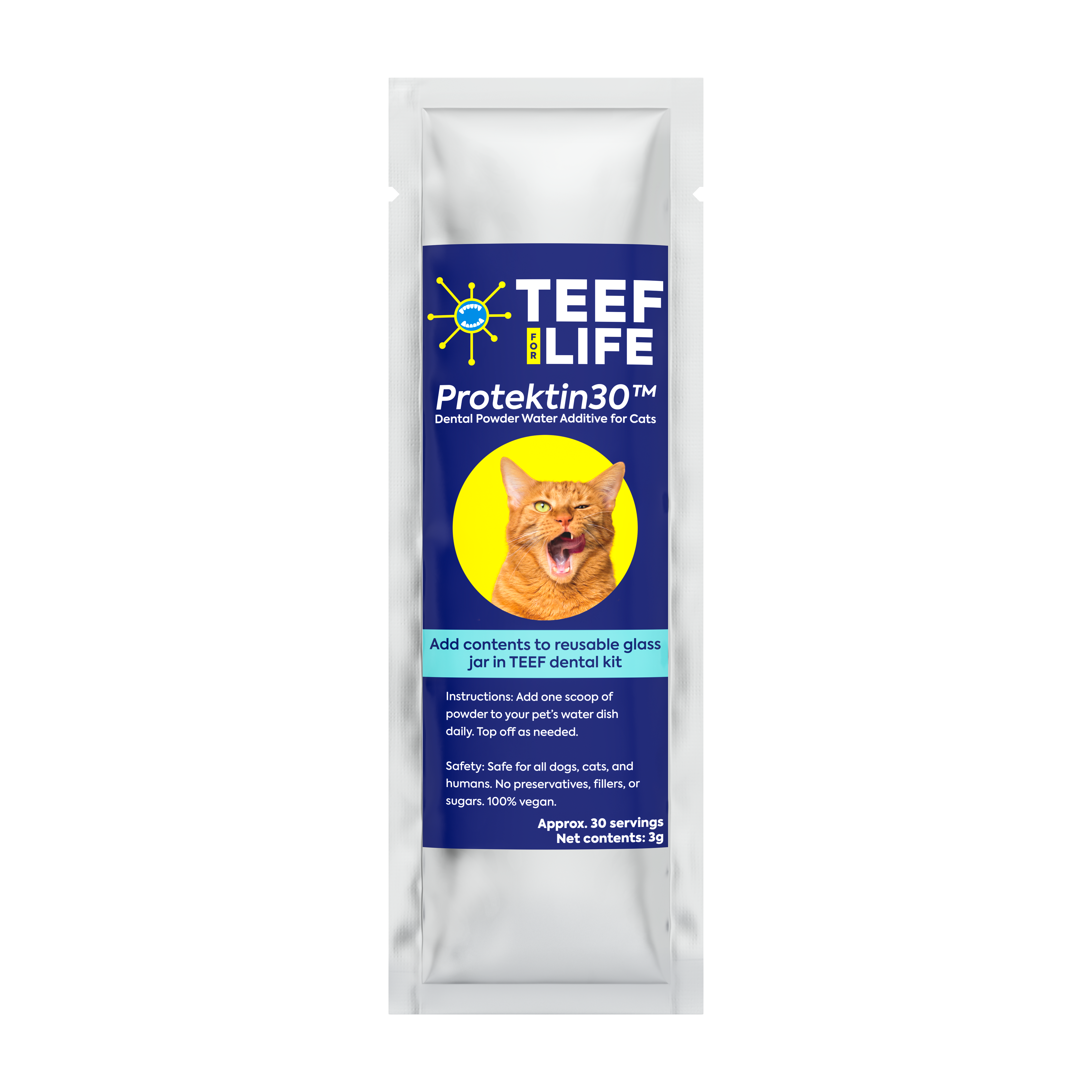 Refill Powder Packet: TEEF for Life - Protektin30™ Prebiotic Dental Powder for Cats