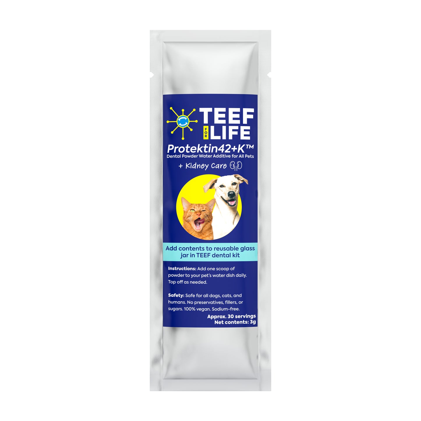 Refill Powder Packet: TEEF for Life - Protektin42K™ Prebiotic Dental Powder for ALL pets (Sodium Free)