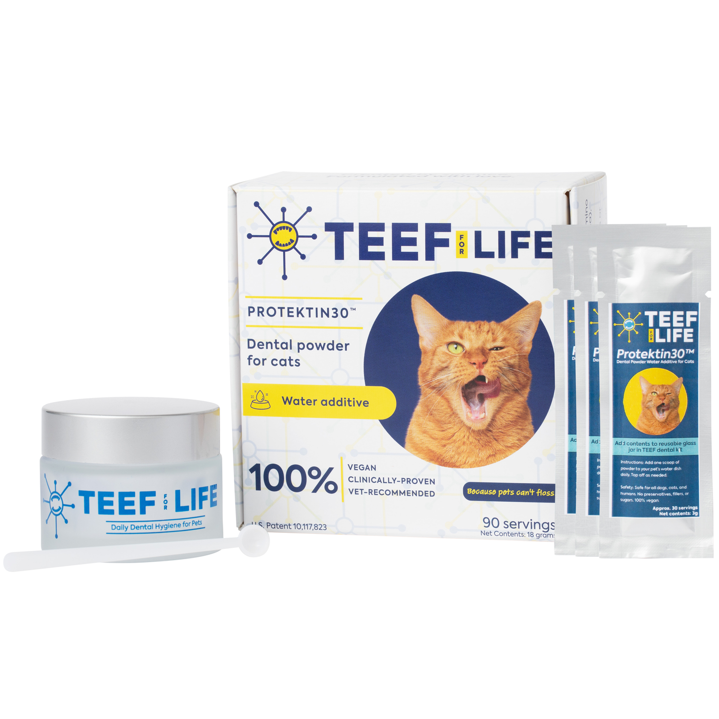 TEEF for Life - Protektin30™ - Dental Kit: Prebiotic Dental Powder for Cats