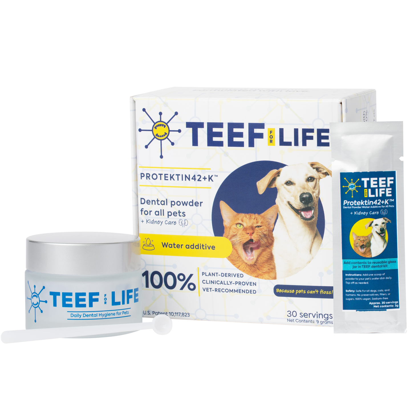 TEEF for Life - Protektin42K - Dental Kit: Prebiotic Dental Powder for ALL pets (Sodium-free)